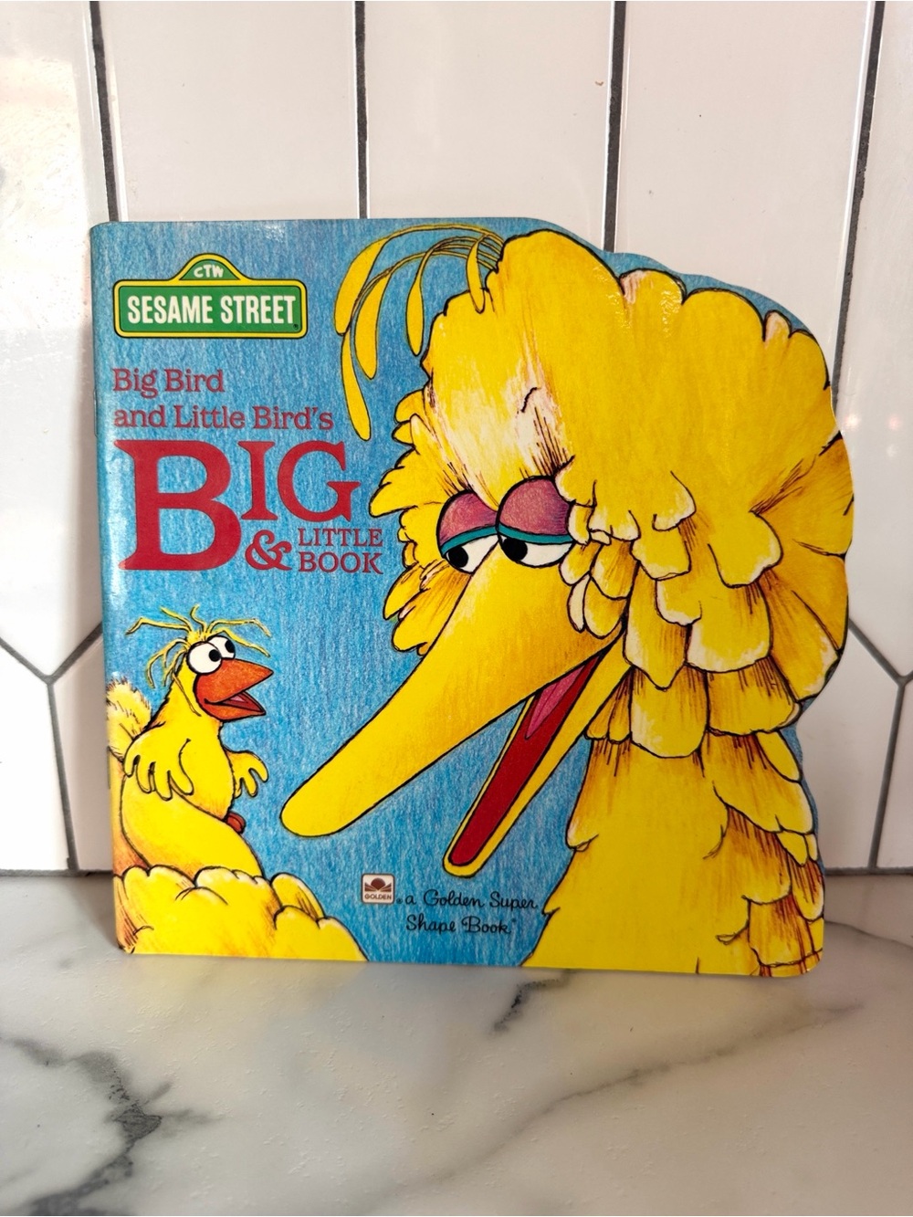 Vtg 1983 “Big Bird & Little Bird’s Big & Little Book” A Golden Super Shape Book
